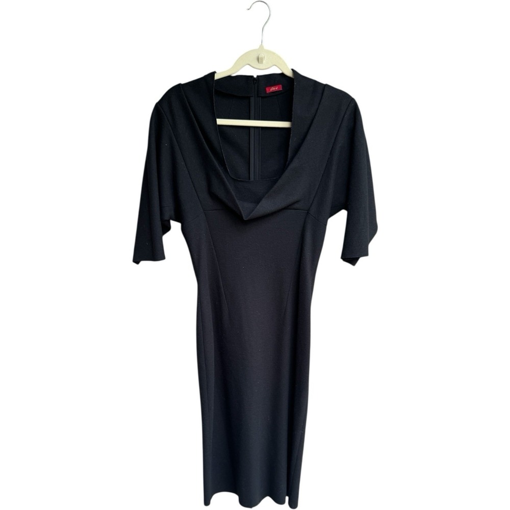 Brioni Black 100%‎ Wool Bodycon Sheath 3/4 Sleeve Dress Size 6 Or 42 Made Italy